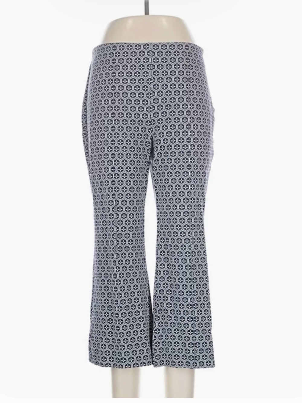 Boden Kick Flare | Navy and White Geometric | Cropped Pants | size XXL